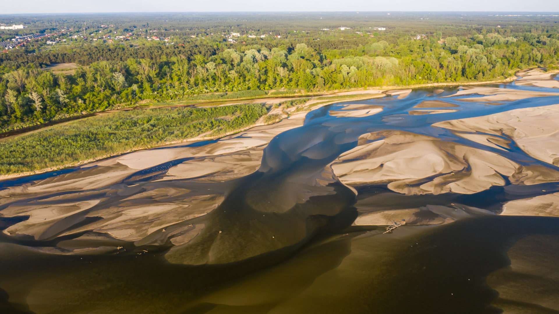 Sandbanks,On,The,Vistula,River,Photographed,From,A,Drone